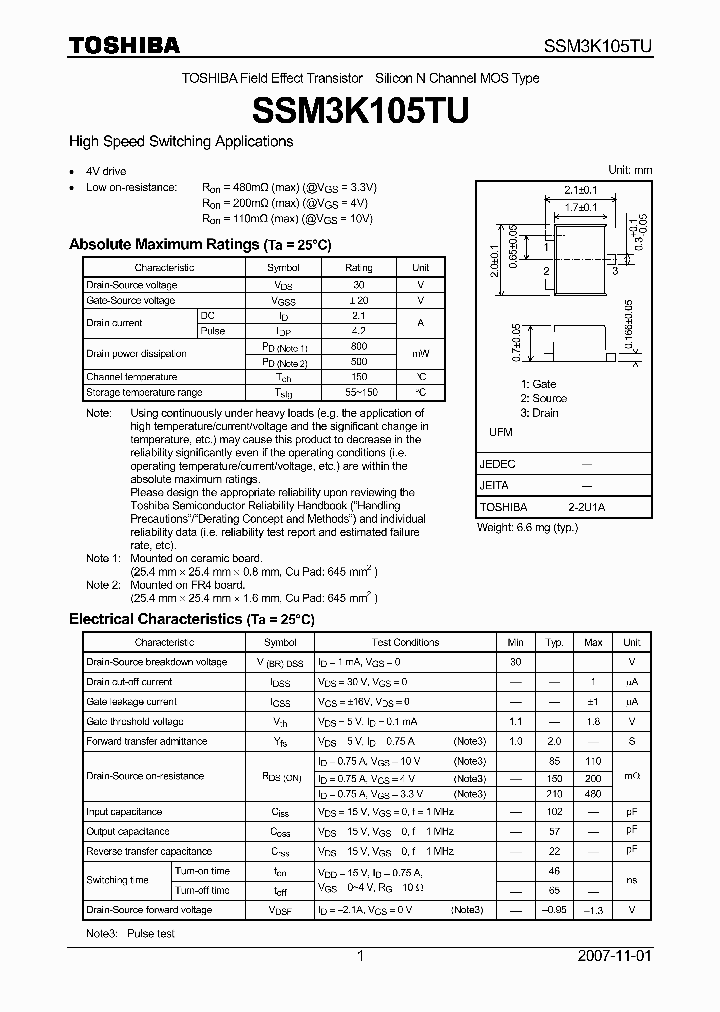 SSM3K105TU_4124554.PDF Datasheet