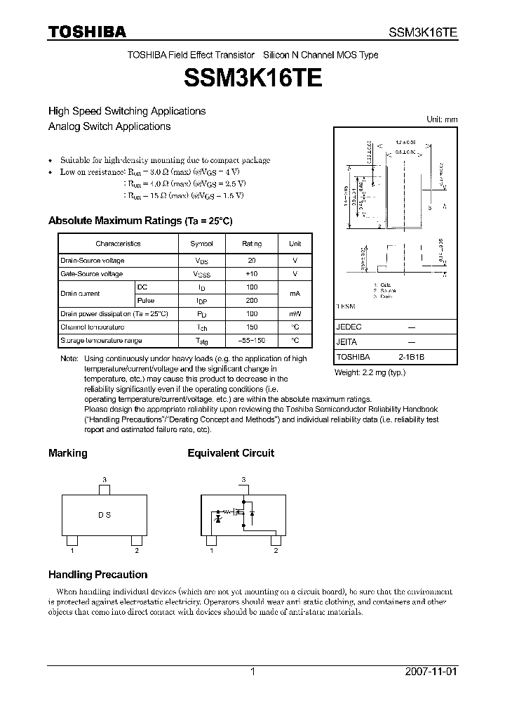 SSM3K16TE07_4124533.PDF Datasheet