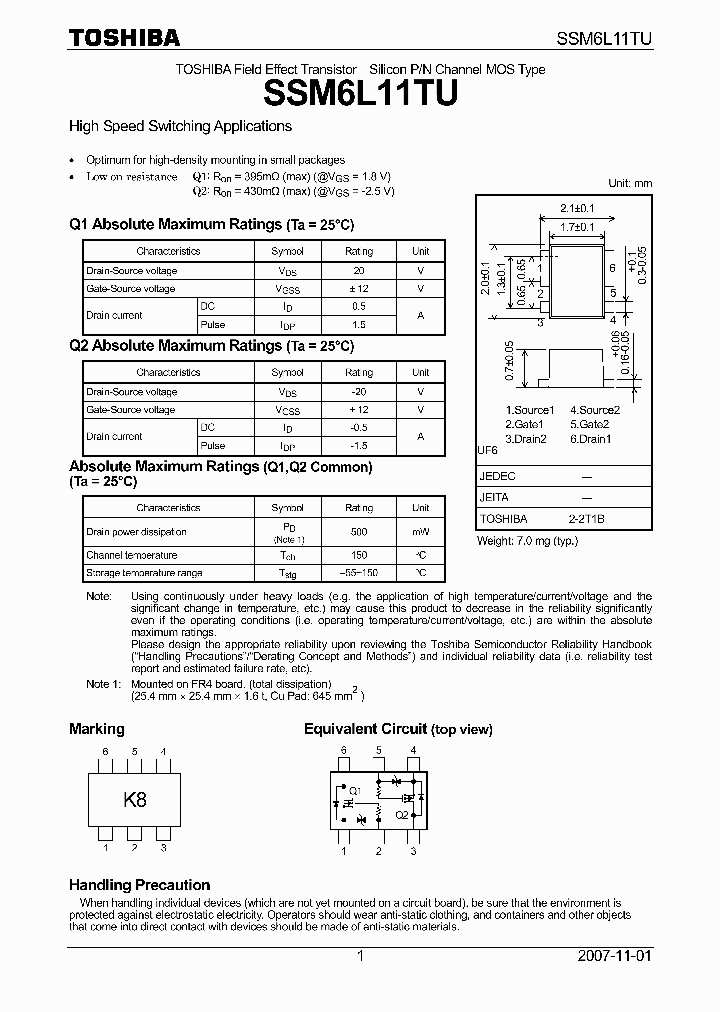 SSM6L11TU_4134773.PDF Datasheet