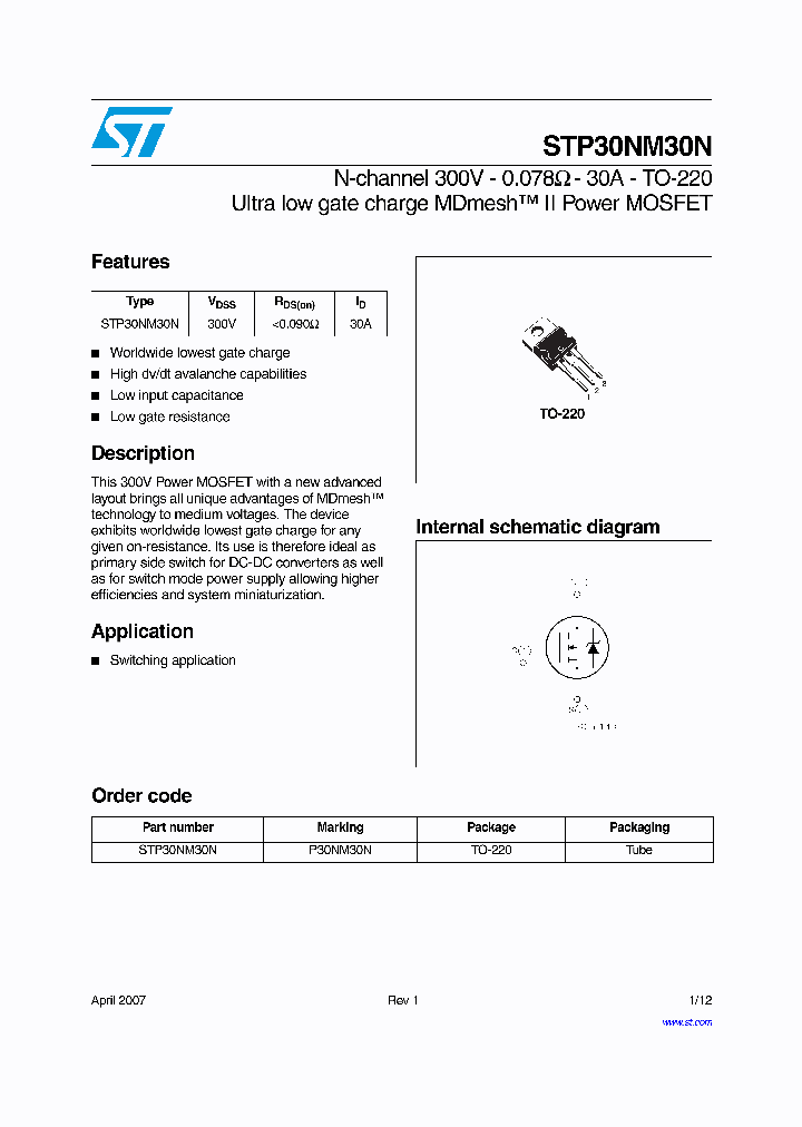 STP30NM30N_4154918.PDF Datasheet