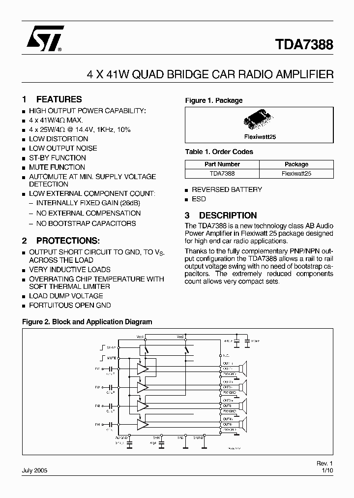 TDA7388_4134933.PDF Datasheet Download --- IC-ON-LINE