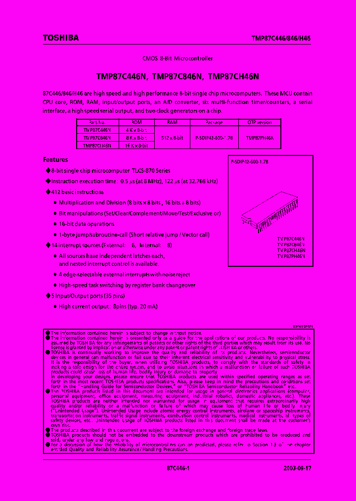 TMP87CH46N_4108914.PDF Datasheet