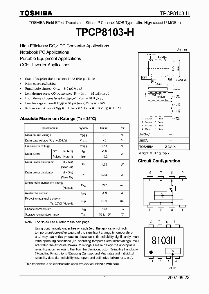 TPCP8103-H_4127256.PDF Datasheet