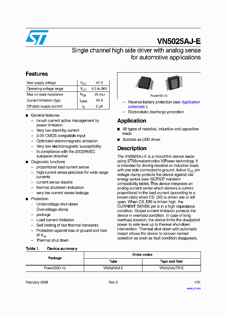 VN5025AJTR-E_4144841.PDF Datasheet