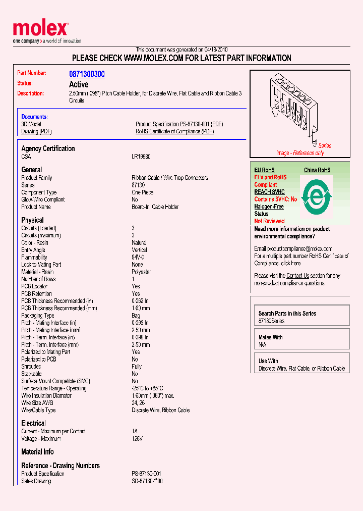 0871300300_4804779.PDF Datasheet Download --- IC-ON-LINE