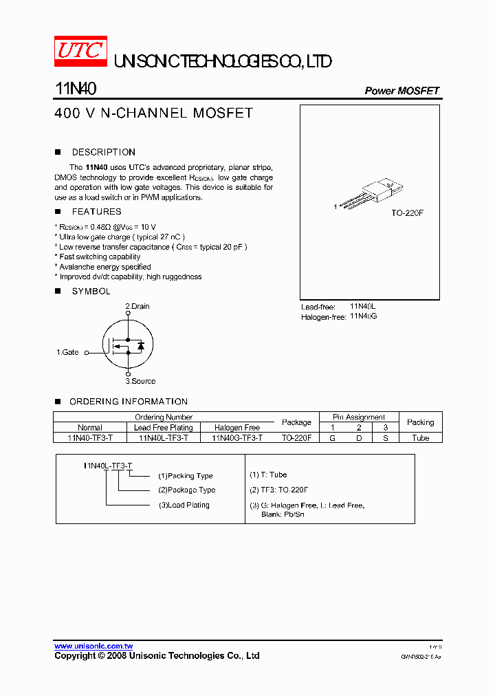 11N40L-TF3-T_4807490.PDF Datasheet