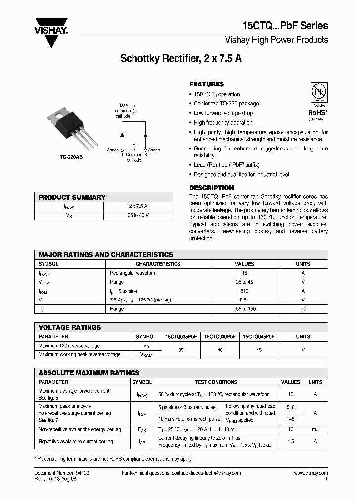 15CTQPBF_4529898.PDF Datasheet