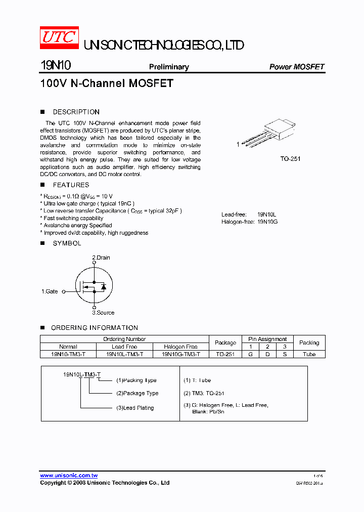 19N10_4250711.PDF Datasheet Download --- IC-ON-LINE