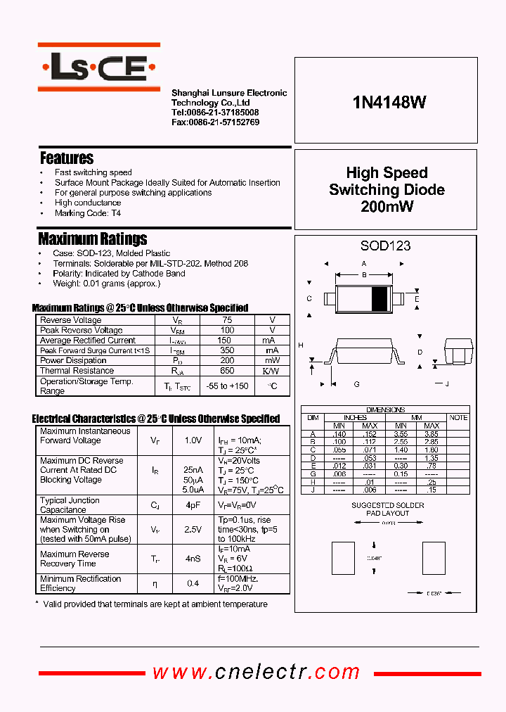 1N4148W_4562730.PDF Datasheet Download --- IC-ON-LINE