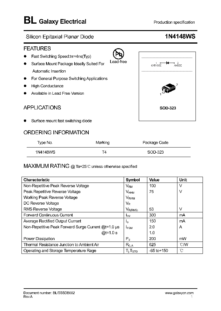 1N4148WS_4322761.PDF Datasheet Download --- IC-ON-LINE