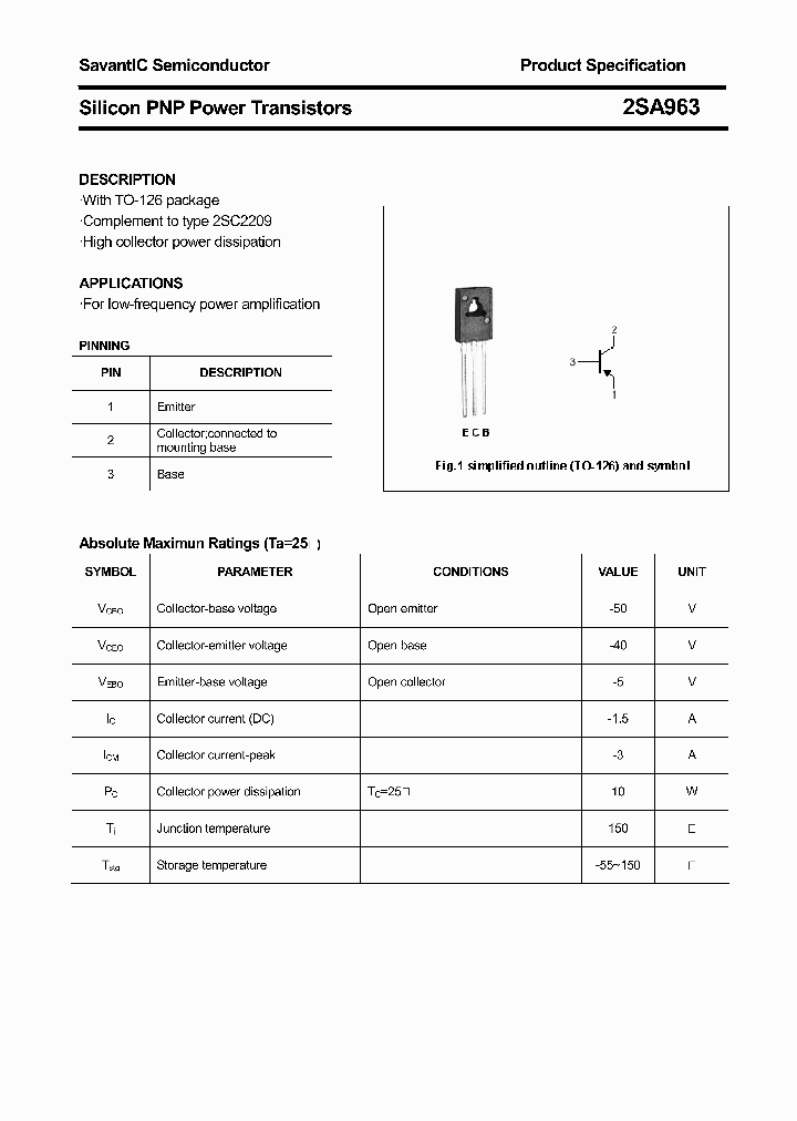 2SA963_4417437.PDF Datasheet Download --- IC-ON-LINE