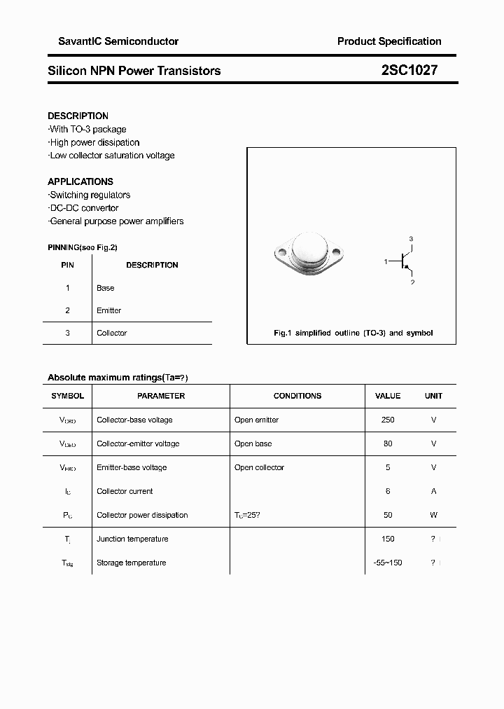 2SC1027_4374815.PDF Datasheet Download --- IC-ON-LINE
