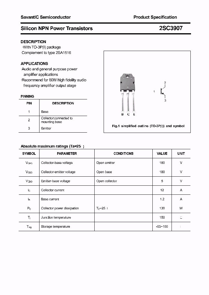 2SC3907_4381277.PDF Datasheet Download --- IC-ON-LINE