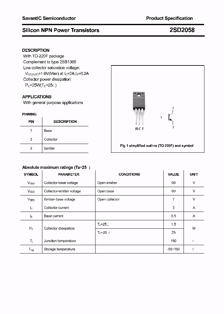 2SD2058_4388358.PDF Datasheet Download --- IC-ON-LINE