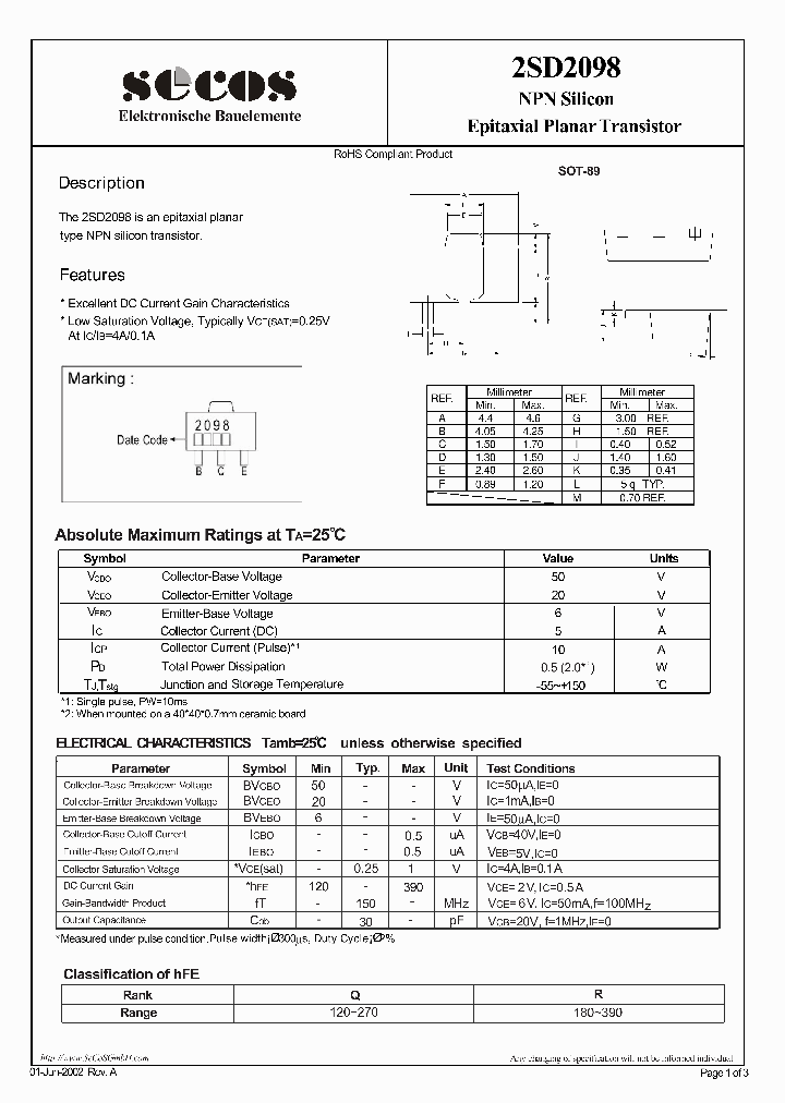 2SD2098_4416439.PDF Datasheet Download --- IC-ON-LINE