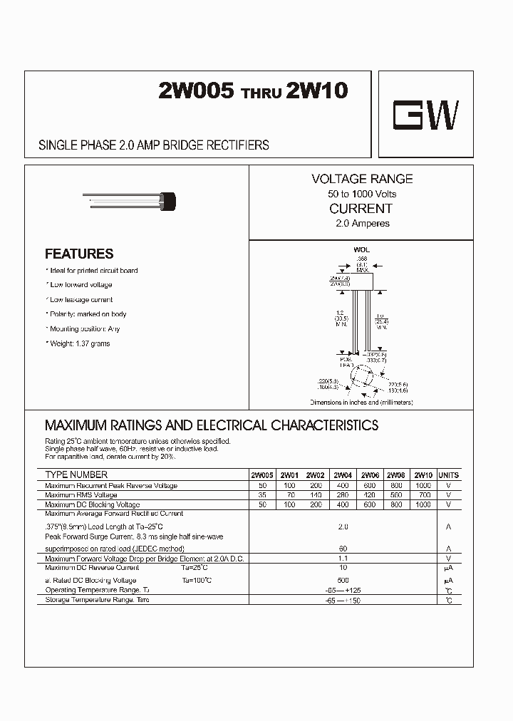 2W005_4585737.PDF Datasheet Download --- IC-ON-LINE