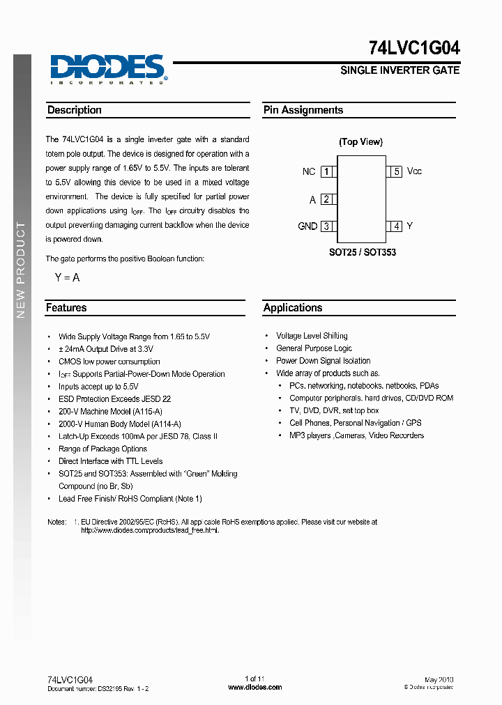 74LVC1G04W5-7_4810758.PDF Datasheet