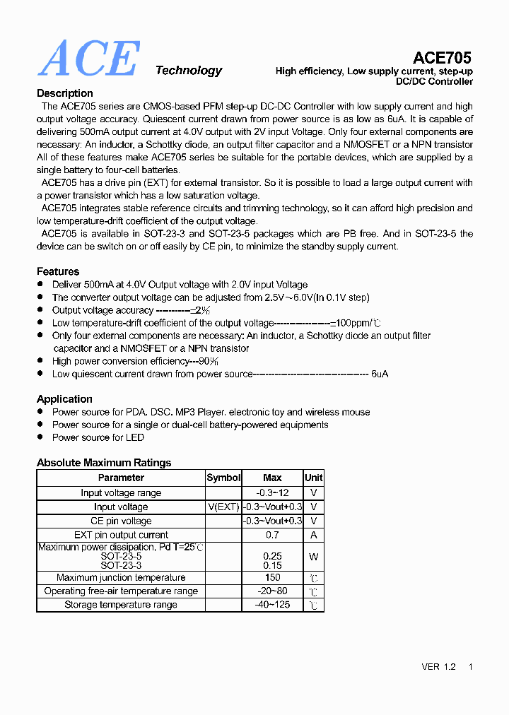 ACE705160BMH_4523498.PDF Datasheet