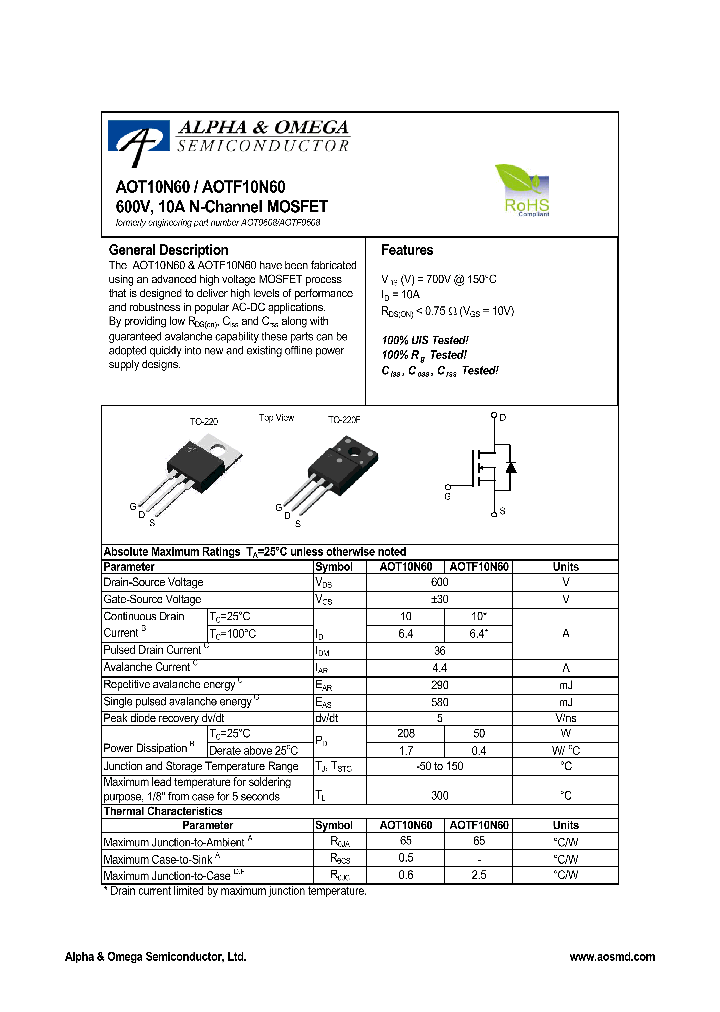 AOT9608_4493350.PDF Datasheet Download --- IC-ON-LINE