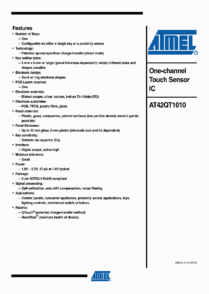 AT42QT1010_4560827.PDF Datasheet Download --- IC-ON-LINE
