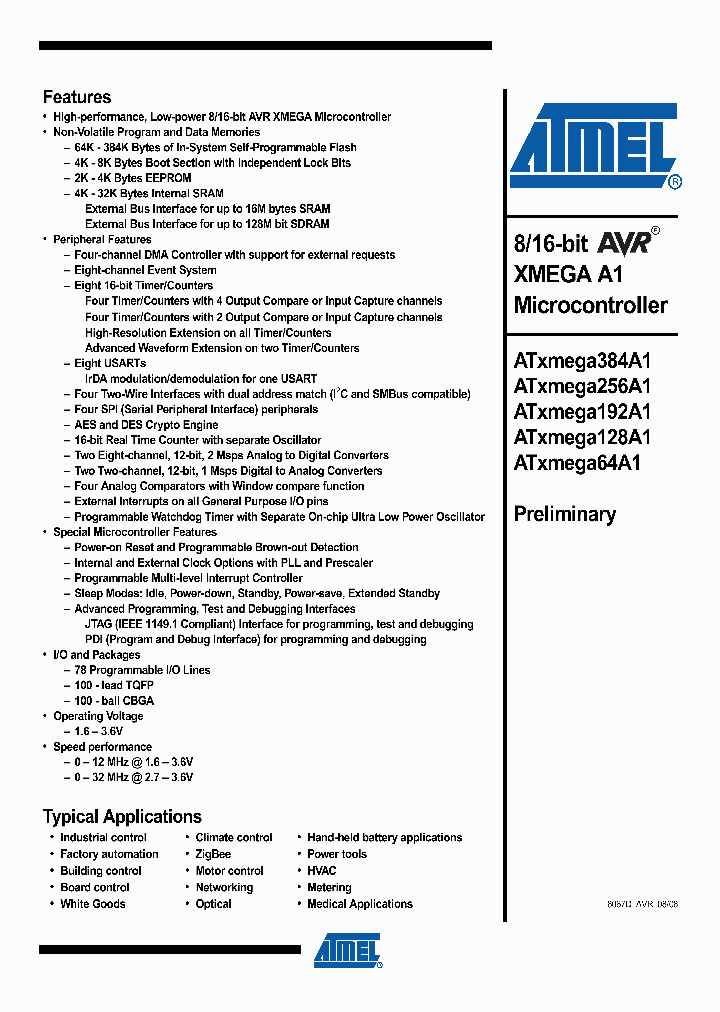 ATXMEGA384A1-CU_4869736.PDF Datasheet