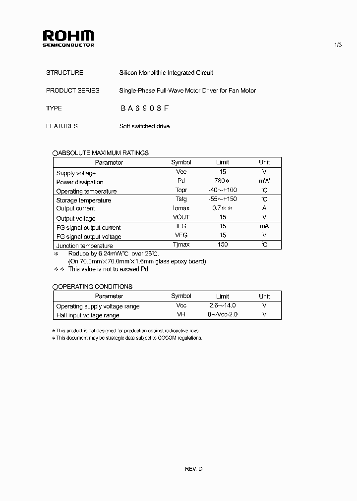 BA6908F2_4560144.PDF Datasheet Download --- IC-ON-LINE