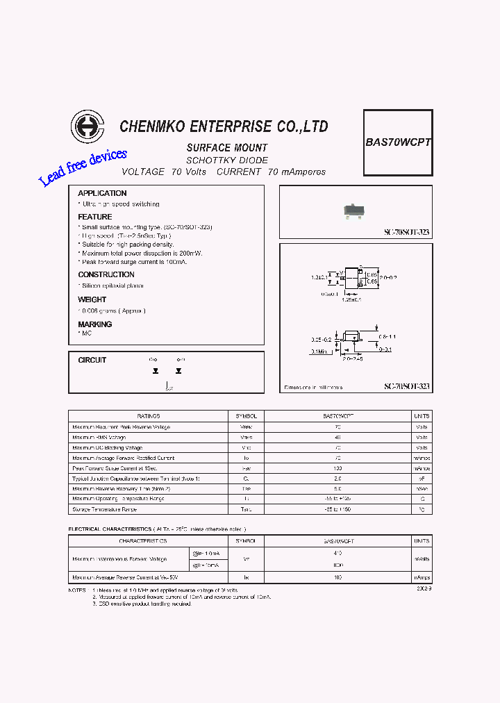 BAS70WCPT_4899934.PDF Datasheet