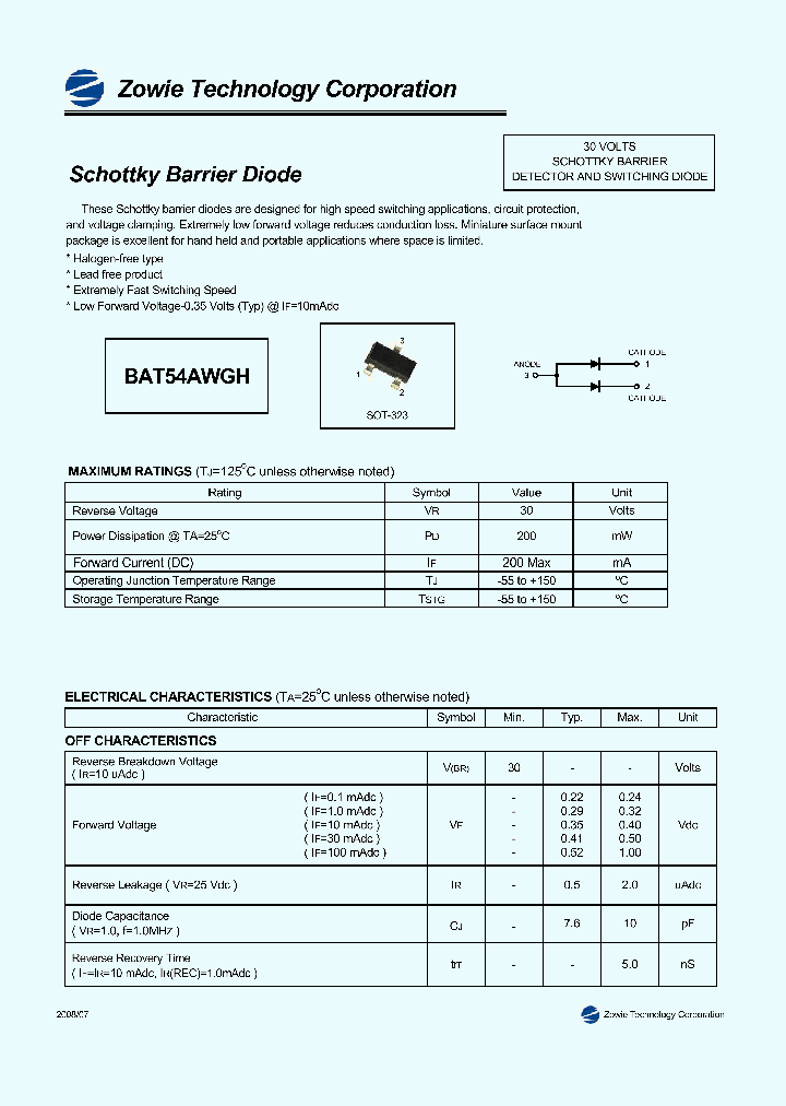 BAT54AWGH_4731620.PDF Datasheet