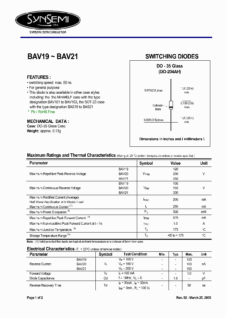 BAV19_4587657.PDF Datasheet