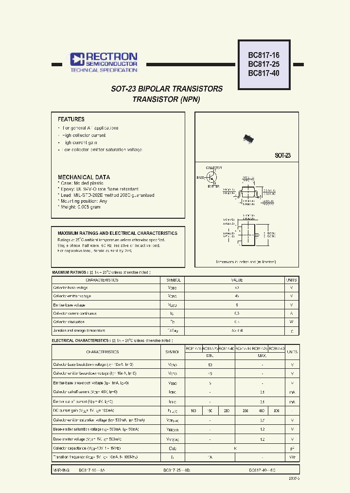 BC817-16_4588459.PDF Datasheet Download --- IC-ON-LINE