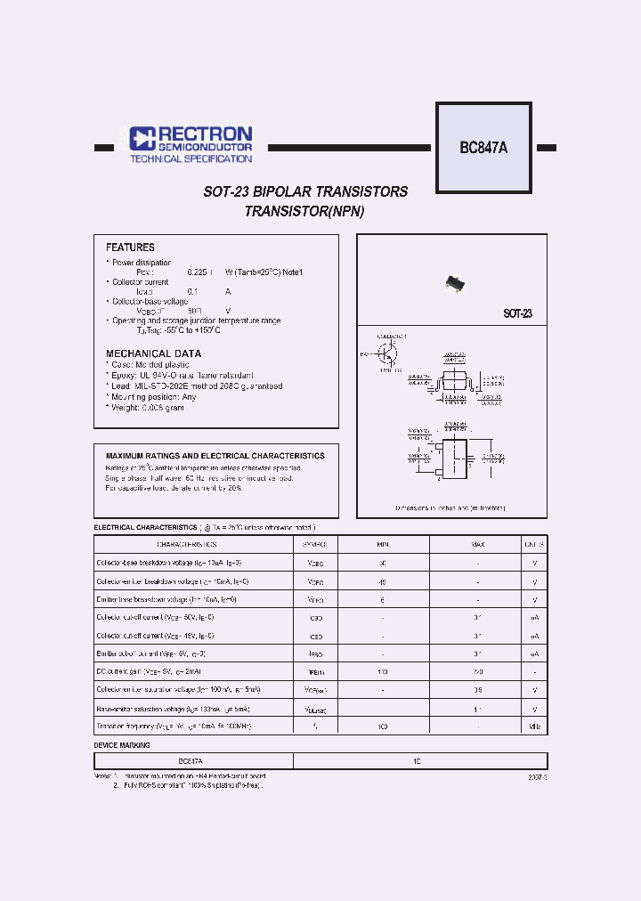 BC847A_4562084.PDF Datasheet Download --- IC-ON-LINE