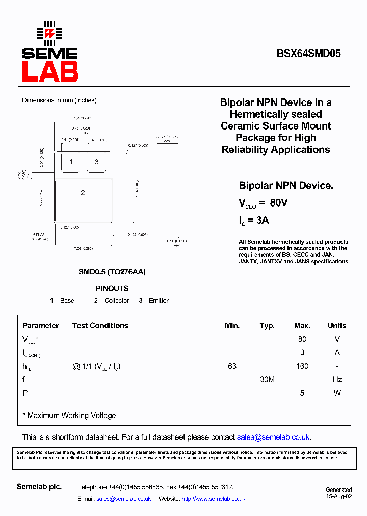 BSX64SMD05_4174105.PDF Datasheet