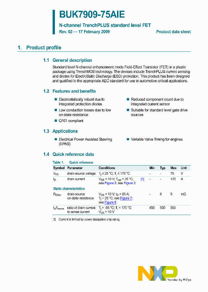 BUK7909-75AIE_4578914.PDF Datasheet Download --- IC-ON-LINE