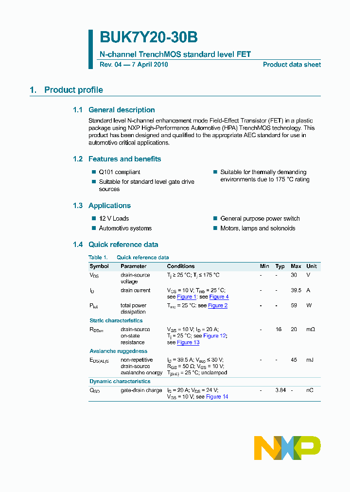 BUK7Y20-30B_4709730.PDF Datasheet