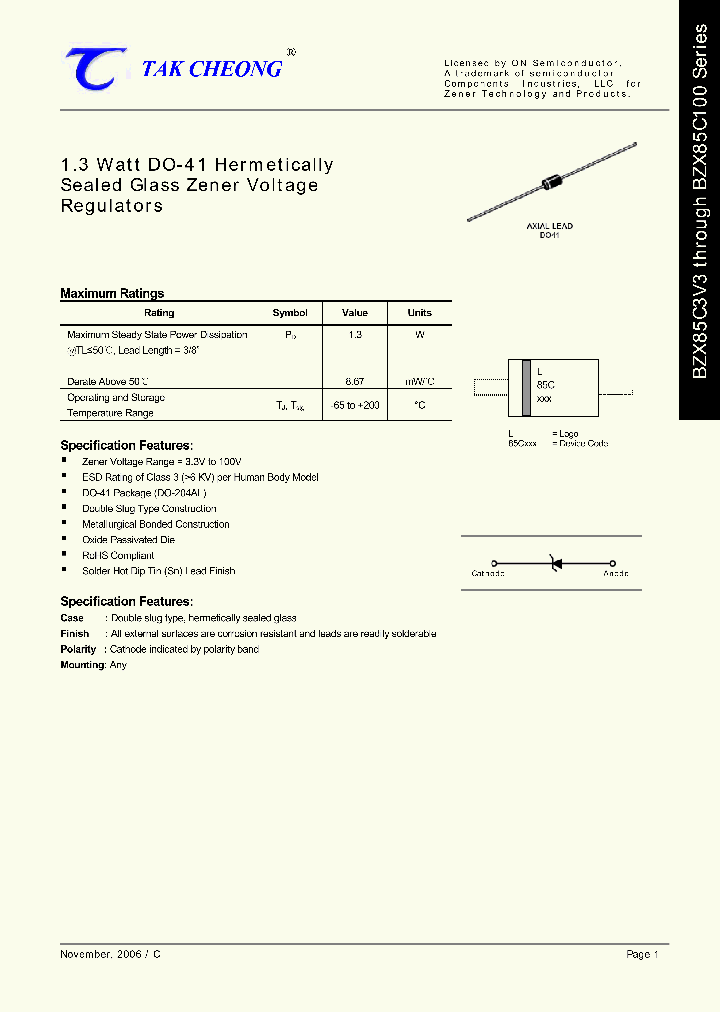 BZX85C100_4564047.PDF Datasheet Download --- IC-ON-LINE