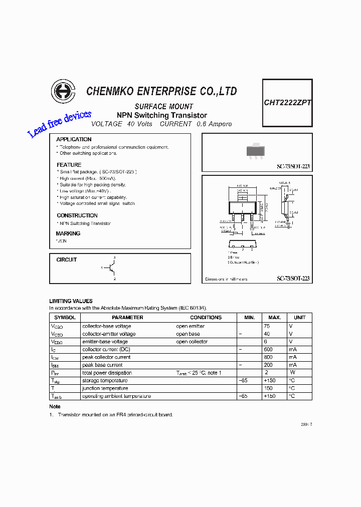 CHT2222ZPT_4490069.PDF Datasheet