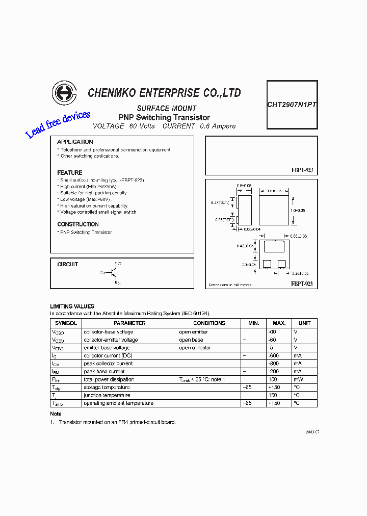 CHT2907N1PT_4870634.PDF Datasheet