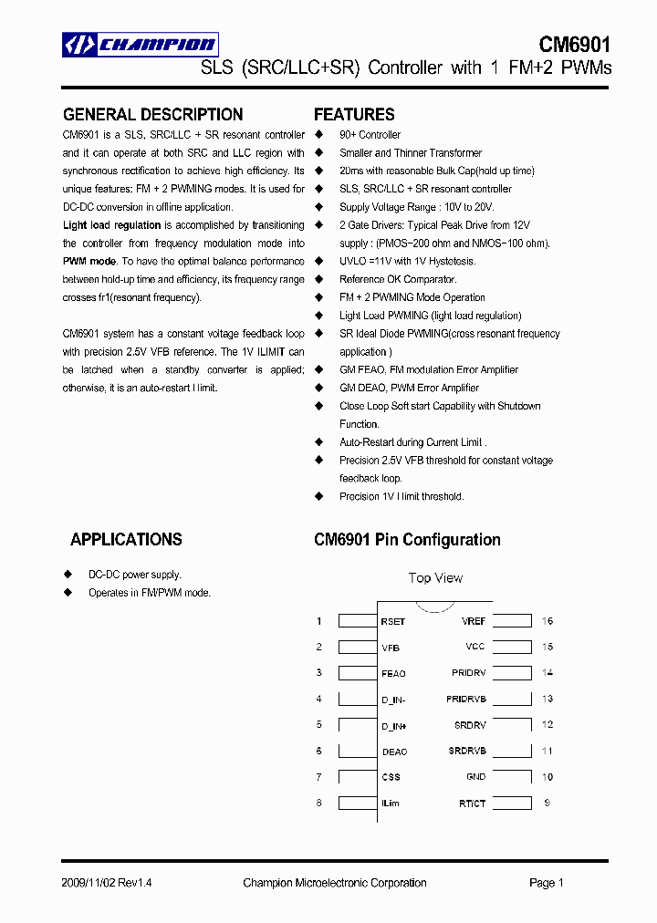 CM6901_4604209.PDF Datasheet Download --- IC-ON-LINE