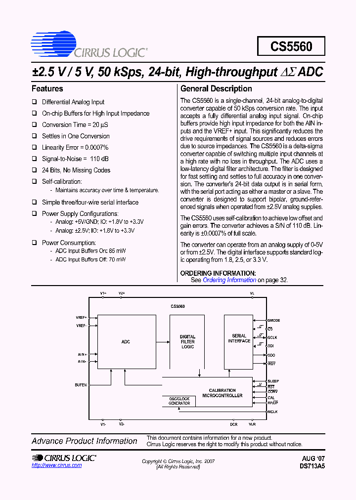 Cs5560 4289220 pdf datasheet download ic on line
