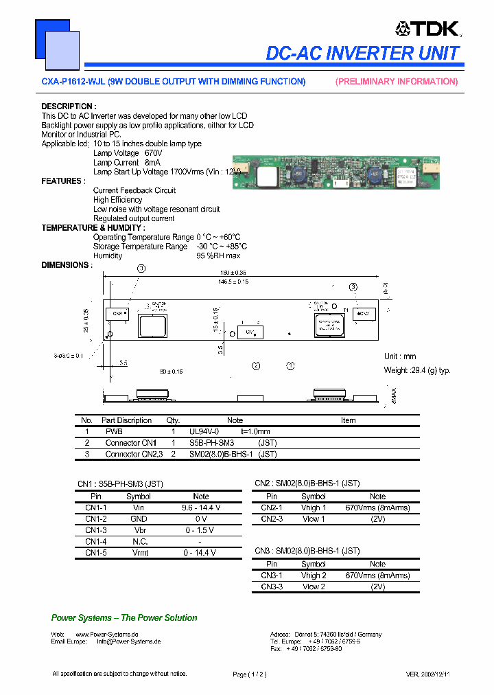 CXA-P1612-WJL_4627530.PDF Datasheet