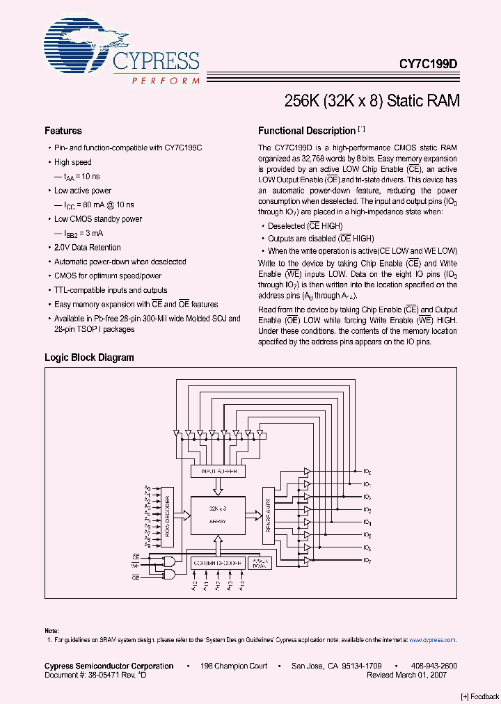CY7C199D-10ZXI_4327993.PDF Datasheet