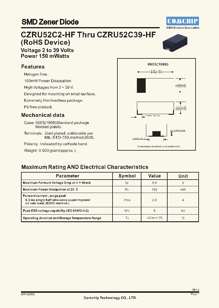CZRU52C3V9-HF_4582403.PDF Datasheet