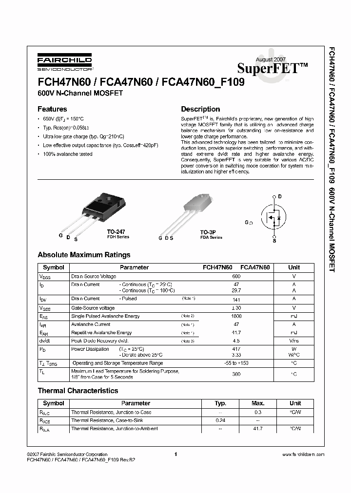 FCH47N6007_4229277.PDF Datasheet