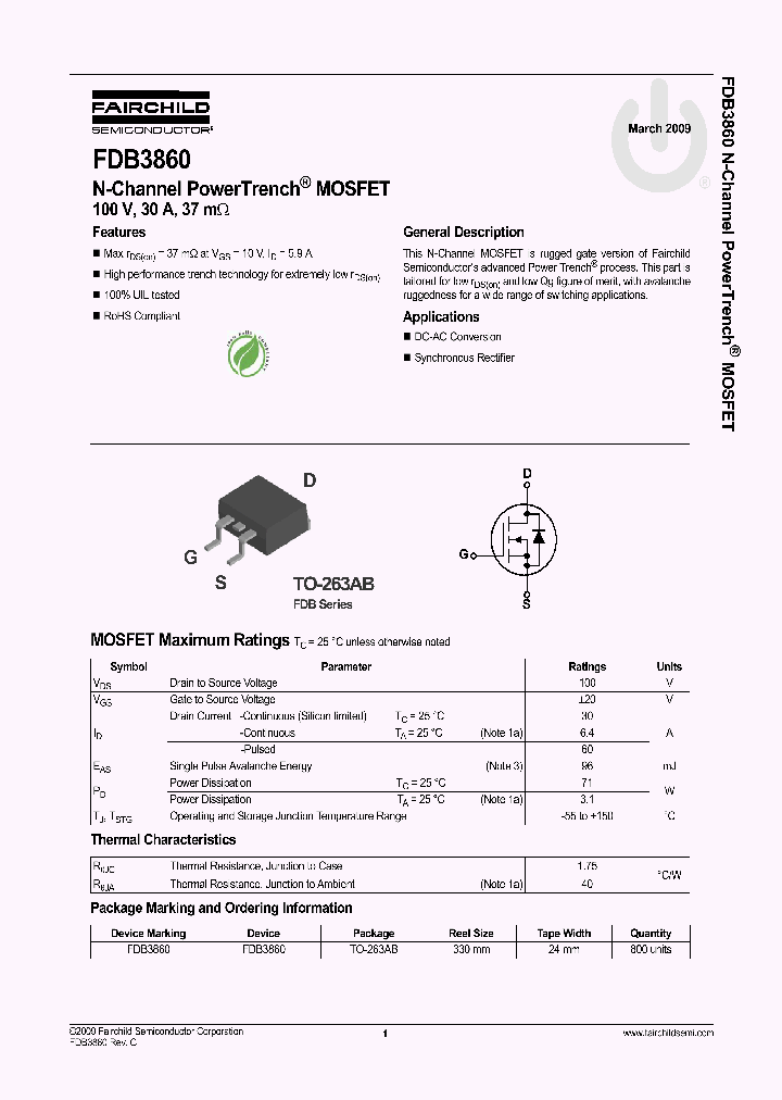 FDB3860_4578759.PDF Datasheet