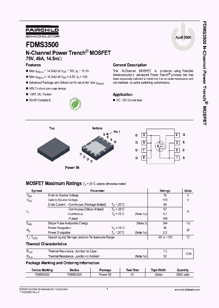 FDMS3500_4370455.PDF Datasheet