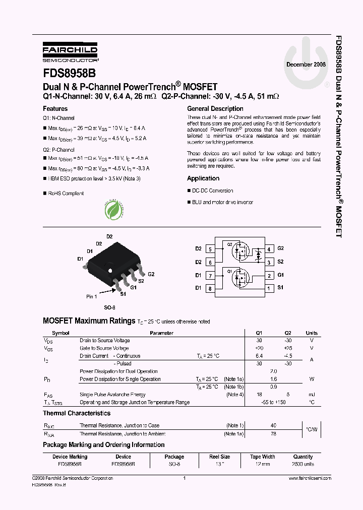 FDS8958B_4557850.PDF Datasheet Download --- IC-ON-LINE
