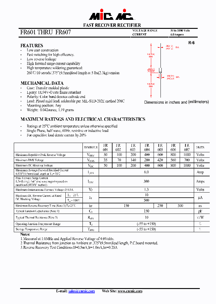 FR601_4416437.PDF Datasheet Download --- IC-ON-LINE