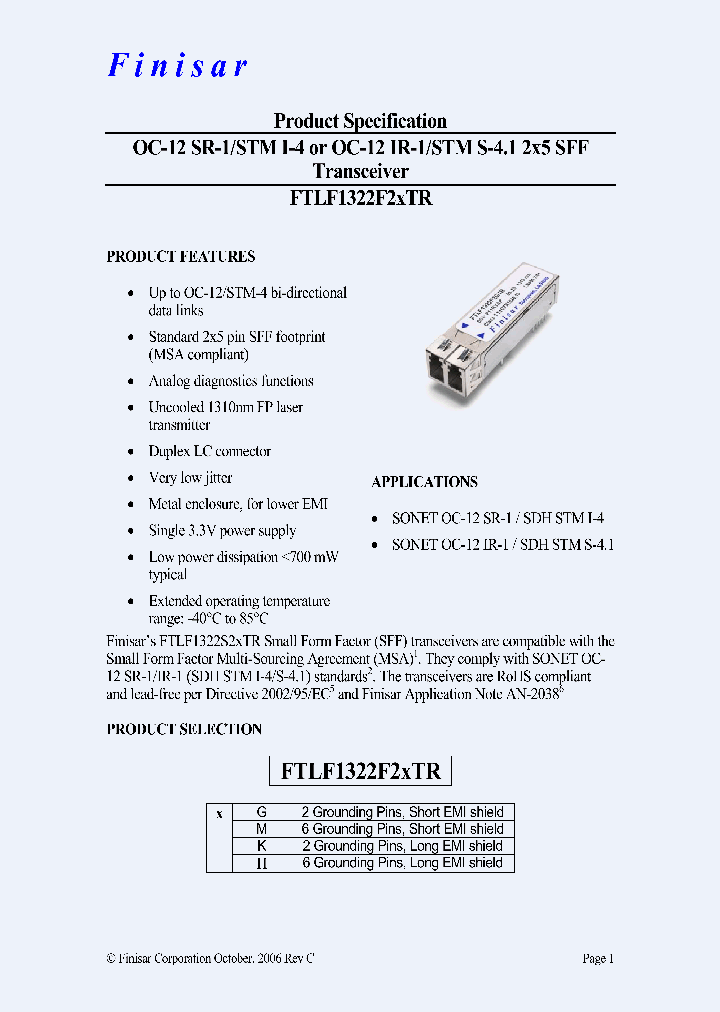 FTLF1322F2GTR_4427505.PDF Datasheet