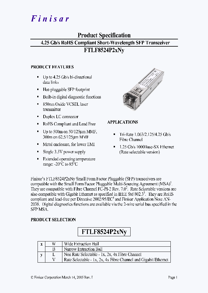 FTLF8524P2BNL_4623443.PDF Datasheet