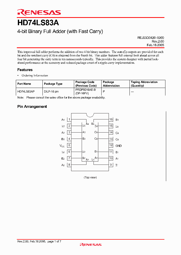 HD74LS83A_4237508.PDF Datasheet